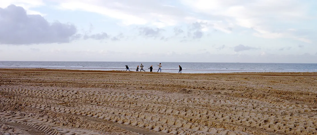 Bild eines Strandes mit Menschen im Hintergrund